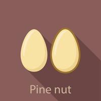 Pine nut icon, flat style vector