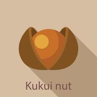 icono de nuez kukui, estilo plano vector