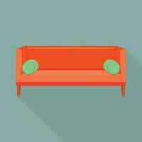 Red sofa icon, flat style vector