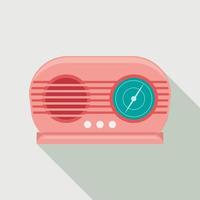 Retro red radio icon, flat style vector