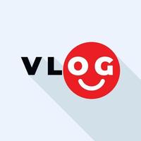 Emoji vlog logo, flat style vector