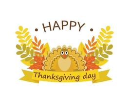 Happy thanksgiving day concept background, flat style vector