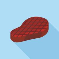 Grilled steak icon, flat style vector