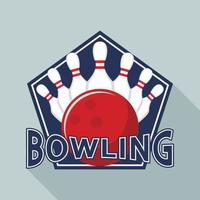 Bowling equipment logo, flat style vector