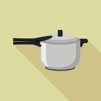 Kitchen metal cooker icon, flat style vector