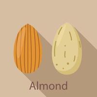 icono de almendra, estilo plano vector