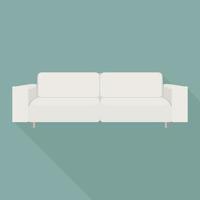 White sofa icon, flat style vector