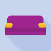 Violet sofa icon, flat style vector