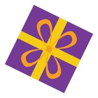Purple gift box icon, flat style vector