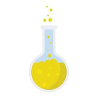 Yellow round flask icon, flat style vector