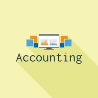 Accounting computer graph logo, flat style vector