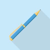 Blue pen icon, flat style vector