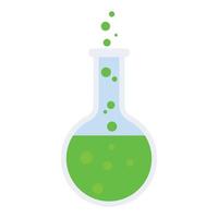 Boiling green flask icon, flat style vector