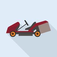 Grass cutter tractor icon, flat style vector