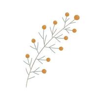 Christmas plant, decorative branch with leaves, orange berries for home decor, festive holiday arrangement, vector illustration for seasonal greeting card, invitation, banner