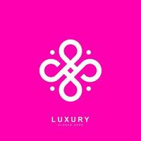luxury elegant flower ornament line logo vector