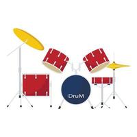 Drums kit icon, flat style vector