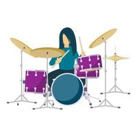 Play rock drums icon, flat style vector