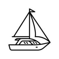 Sailing boat yacht icon for holiday and water transportation vector