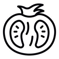 Half of tomato icon, outline style vector