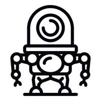 Alien robot icon, outline style vector