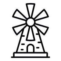 Windmill icon, outline style vector