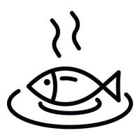 Hot cooked fish icon, outline style vector