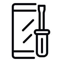 Smartphone screwdriver icon, outline style vector