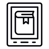 ebook en icono de tableta, estilo de esquema vector