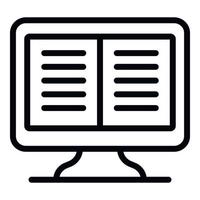 Open book on screen icon, outline style vector