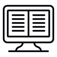 Open book on screen icon, outline style vector