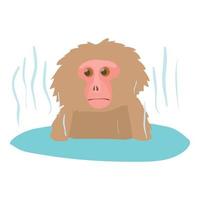 Monkey bathe icon, cartoon style vector