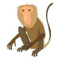 Sitting monkey icon, cartoon style