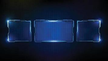 abstract futuristic background of blue glowing technology sci fi frame hud ui vector