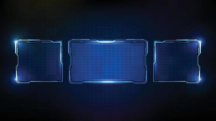 abstract futuristic background of blue glowing technology sci fi frame hud ui