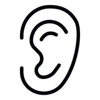 Ear icon, outline style vector
