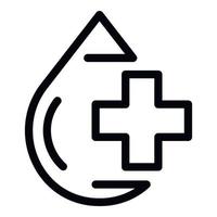 Medical blood drop icon, outline style vector