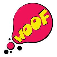 Woof sound effect icon, cartoon style vector