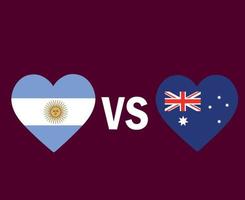 diseño de símbolo de corazón de bandera de argentina y australia vector final de fútbol de américa latina y asia ilustración de equipos de fútbol de países de américa latina y asia