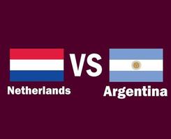 Netherlands And Argentina Flag Emblem With Names Symbol Design Latin America And Europe football Final Vector Latin American And European Countries Football Teams Illustration