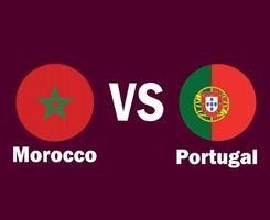 bandera de marruecos y portugal con diseño de símbolo de nombres vector final de fútbol de europa y áfrica ilustración de equipos de fútbol de países europeos y africanos