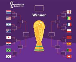 emblema de banderas países con copa mundial de la fifa qatar 2022 logotipo oficial y diseño de símbolo de trofeo ilustración de equipos de fútbol de países vectoriales finales de fútbol vector