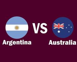 bandera de argentina y australia con diseño de símbolo de nombres ilustración de equipos de fútbol de países latinoamericanos y asiáticos vector final de fútbol de américa latina y asia