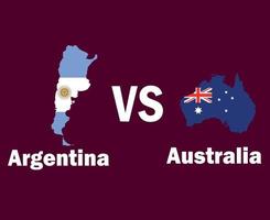Argentina And Australia Map Flag With Names Symbol Design Latin America And Asia football Final Vector Latin American And Asian Countries Football Teams Illustration