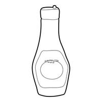 icono de botella de ketchup, estilo de esquema vector