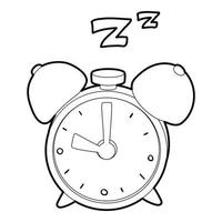 Alarm clock icon, outline style vector