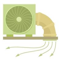 System fan and pipe icon, cartoon style vector
