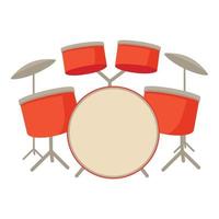 Drum set icon, cartoon style vector