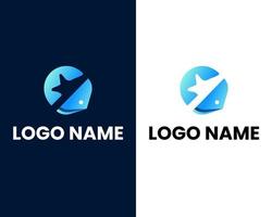 big fish negative space modern business logo design template vector