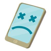 Broken smartphone icon, cartoon style vector